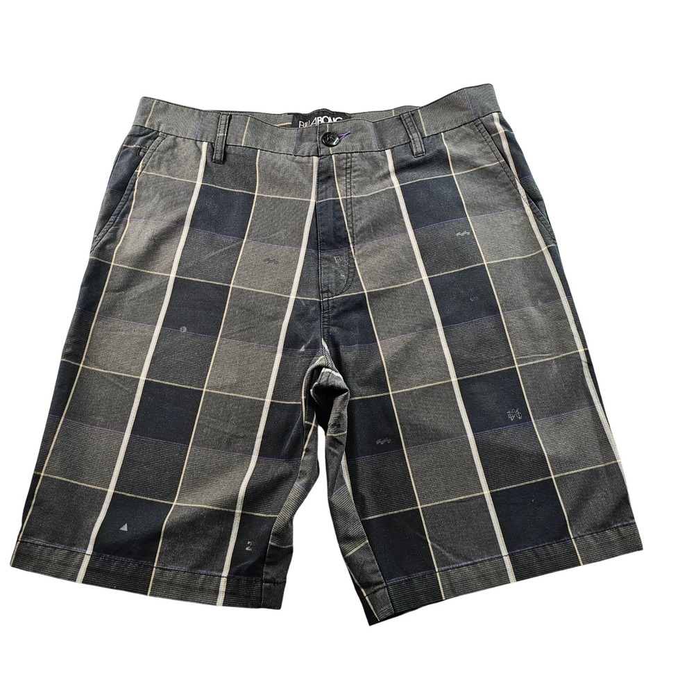 Billabong Golf Shorts Mens 36 Black Gray Plaid Performance‎ Regular Fit Mid-Rise